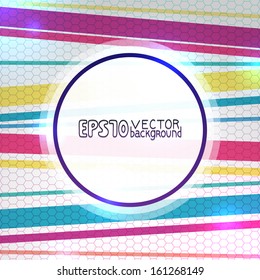 Abstract colorful background with stripes, circle