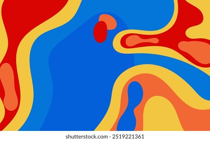 Fundo colorido abstrato adequado para projetos digitais, apresentações, sites e projetos artísticos. As cores vibrantes azul, vermelho, amarelo e laranja se misturam harmoniosamente.