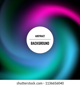 Abstract colorful background with swirl effect and circle in center. Vector illustration.
