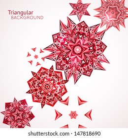 Abstract colorful background with techno triangles circles. Vector illustration