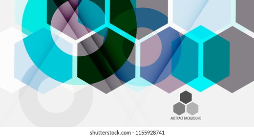 Abstract colorful background template with blended hexagon shapes