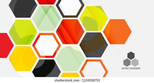 Abstract colorful background template with blended hexagon shapes