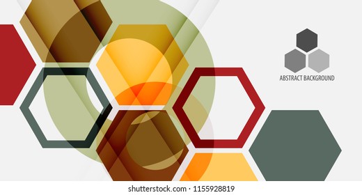 Abstract colorful background template with blended hexagon shapes