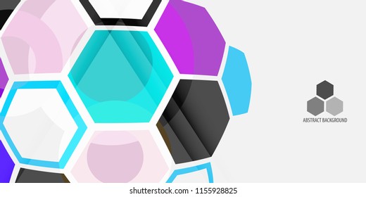 Abstract colorful background template with blended hexagon shapes