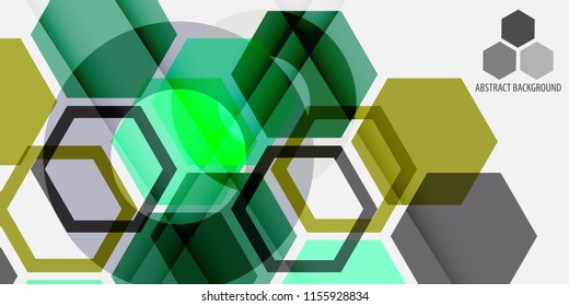 Abstract colorful background template with blended hexagon shapes