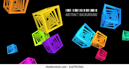 Abstract colorful background template with blended multiple geometric objects