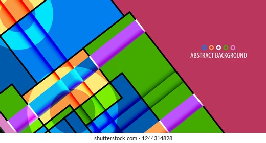 Abstract colorful background template with blended multiple discrete shapes