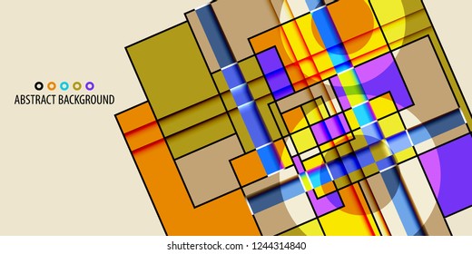 Abstract colorful background template with blended multiple discrete shapes