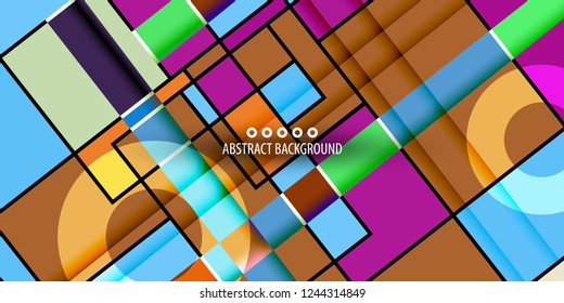 Abstract colorful background template with blended multiple discrete shapes