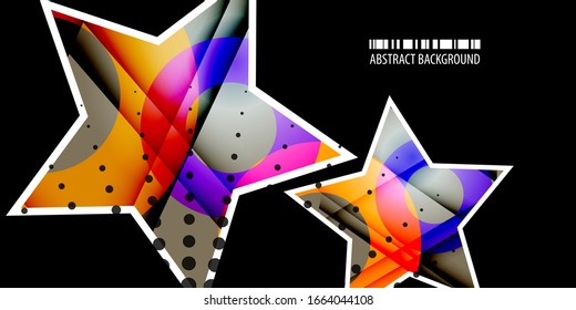 Abstract colorful background template with blended multiple star shapes