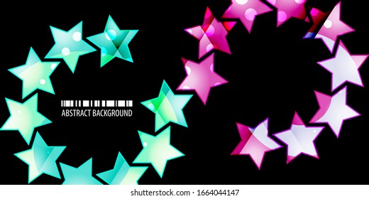 Plantilla de fondo de color abstracto con varias formas de estrella combinadas