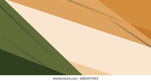 Abstract colorful background template of brown, green, and orange overlapping square paper cut patterns. eps10.