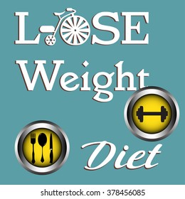 Abstract colorful background with the text lose weight, diet written with white letters over a blue background