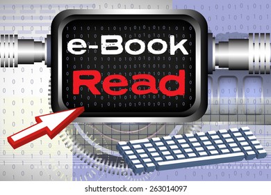 Abstract colorful background with the text read ebook written on the screen of a computer