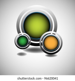 Abstract colorful background with three modern circles isolated on a blank space