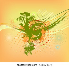 abstract colorful background with tree