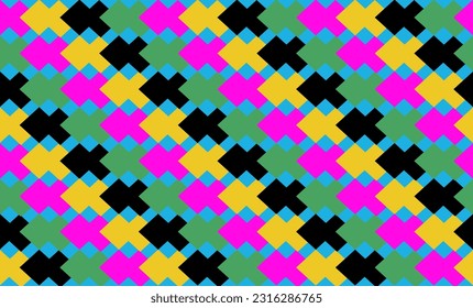 abstract colorful background with triangles, abstract geometric background, seamless geometric pattern, retro diamond shapes seamless pattern in teal, green, pink, black and yellow. For home décor, te