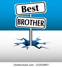Abstract colorful background with two plates with the text best brother coming out from an ice crack