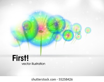 Abstract colorful background. Vector. Dandelions.