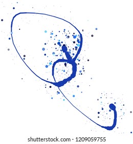 Abstract colorful background. Vector illustration in the style of ink drawing. Circles of different colors and diameters randomly arranged along a curved line and isolated on a white backdrop.