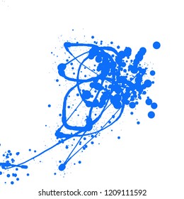 Abstract colorful background. Vector illustration in the style of ink drawing. Circles of different diameters randomly arranged along a curved line and isolated on a white backdrop.
