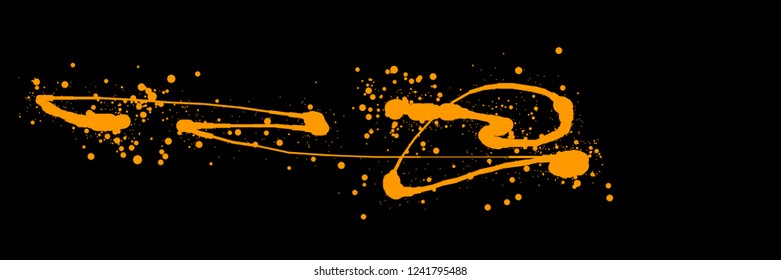 Abstract colorful background. Vector illustration in the style of ink drawing. Circles of different colors and diameters randomly arranged along a curved line and isolated on a black backdrop.