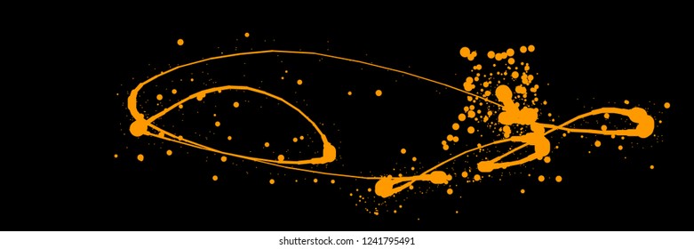 Abstract colorful background. Vector illustration in the style of ink drawing. Circles of different colors and diameters randomly arranged along a curved line and isolated on a black backdrop.