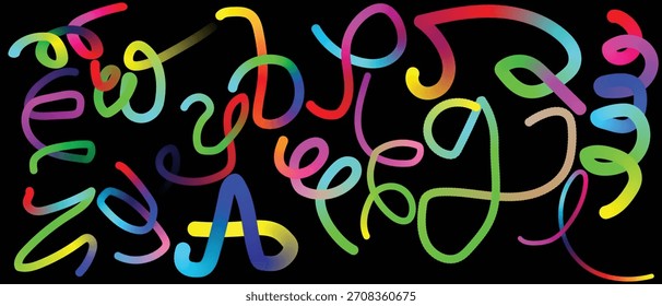 Abstractas Ilustración vectorial de fondo colorido con diseño de texto de alfabeto de feliz cumpleaños y símbolos de números de neón para una celebración de vacaciones de venta