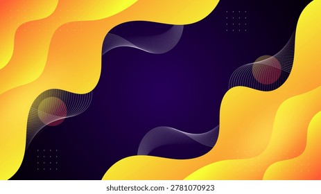 Abstract colorful background vector illustration featuring a vibrant orange and yellow wave pattern with curved lines designed as a summer beach sunset wallpaper backdrop