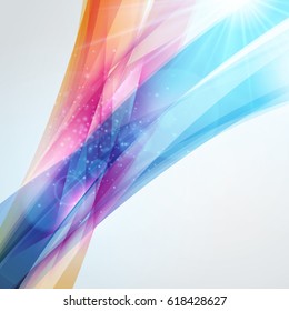 Abstract colorful background. Vector illustration. Summer background. Wave background with light effects