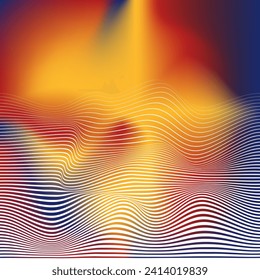 Abstract colorful background. Vector abstract background, colorful iridescent gradient with lines and waves.