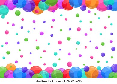 Abstract colorful background. Vector. Multicolored bubbles.  lights, waves and copy space. Abstract Flying Spheres Background. Sweet Candy. Colorful Realistic Glossy Balls.