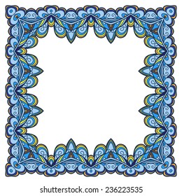 Abstract colorful background, vector ornamental square frame 