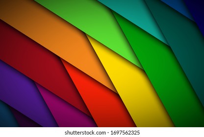 Abstract colorful background with vibrant overlap layers. Modern simple vector illustration. Overlap stripes with blank space for your text