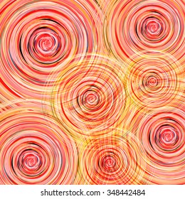 Abstract colorful background with vortex circles of red, orange and yellow shades