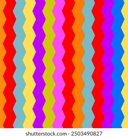 Abstractas colorido Fondo de pantalla de fondo con diferentes colores zig zag rayas línea rectangular. Ilustración vectorial de multi color zig zag patrón