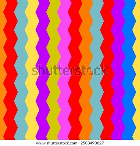 Abstract colorful background wallpaper with different colors zig zag stripes rectangular line. Vector illustration of multi color zig zag pattern