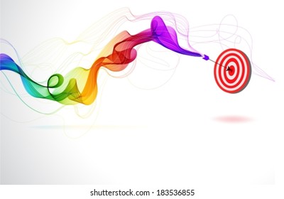 Abstract colorful background with wave and Arrow Hitting A Target, VECTOR