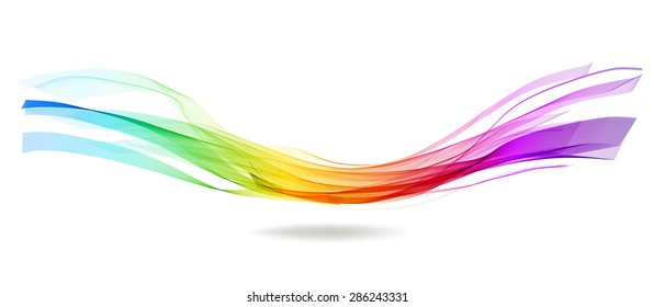 Abstract colorful background with wave over white, Vector