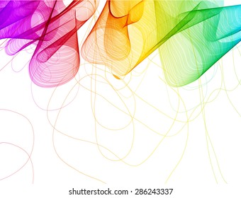 Abstract colorful background with wave over white, Vector