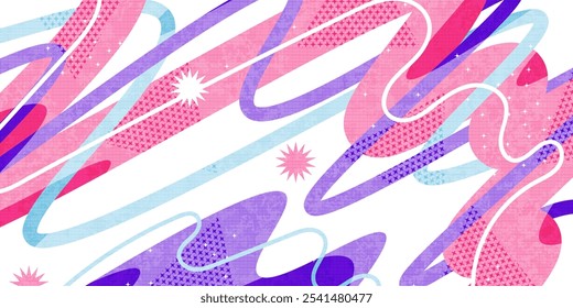 Abstract Colorful Background with Wave Shapes in Pop Art Style