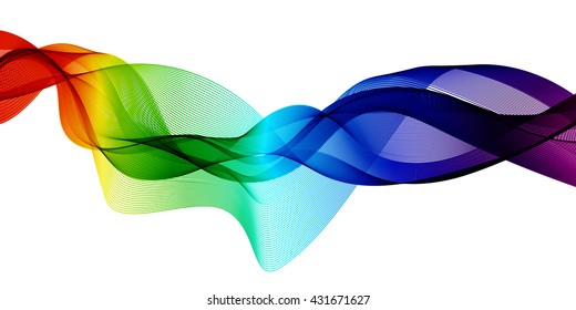 Abstract colorful background with waves in different colors: pink, purple,red,orange,yellow,green,blue. Template brochure design. Vector illustration. 