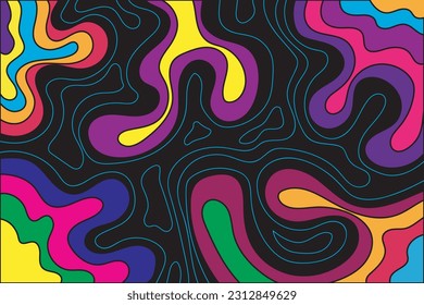 abstract colorful background with wavy lines and waves, vector illustration