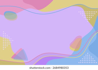 Abstract colorful background with wavy lines and dots. Minimal background with copy space. Flat vector design.