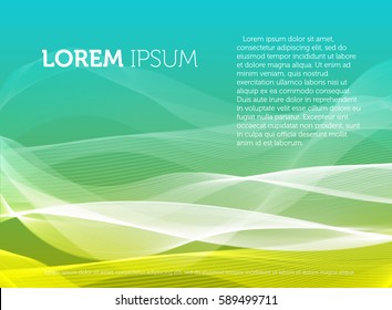Abstract colorful background with wavy lines and smoke effect vector illustration, bright decorative backdrop