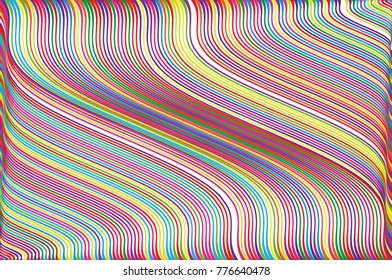 Abstract colorful background with wavy thin linesStripy backdrop for print on wrapping. Vector illustration Colorful rainbow.