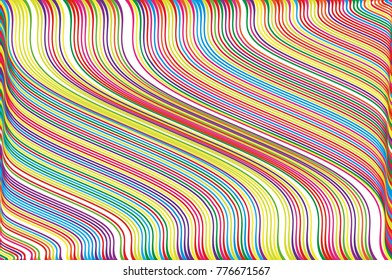 Abstract colorful background with wavy thin linesStripy backdrop for print on wrapping. Vector illustration Colorful rainbow.