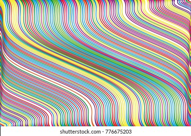 Abstract colorful background with wavy thin linesStripy backdrop for print on wrapping. Vector illustration Colorful rainbow.
