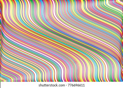 Abstract colorful background with wavy thin linesStripy backdrop for print on wrapping. Vector illustration Colorful rainbow.