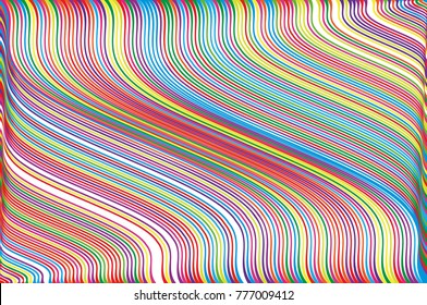 Abstract colorful background with wavy thin linesStripy backdrop for print on wrapping. Vector illustration Colorful rainbow.